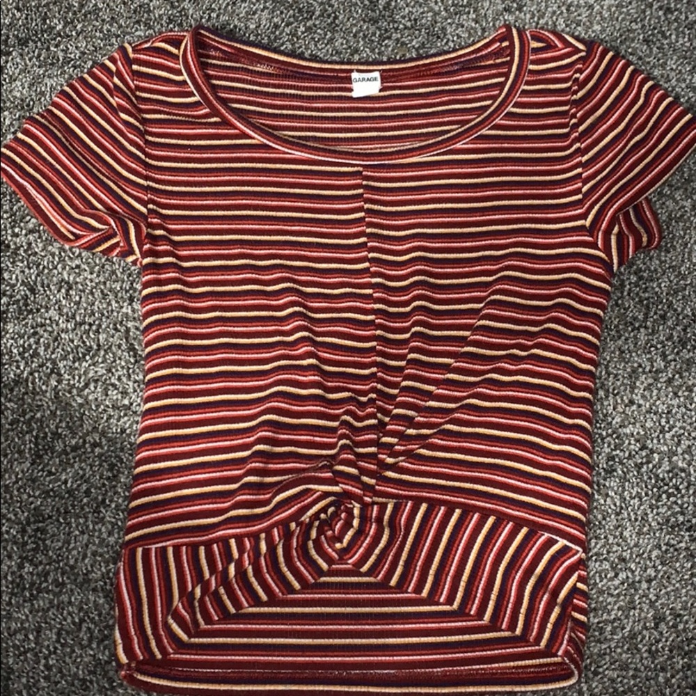 crop top with built in tie at waist